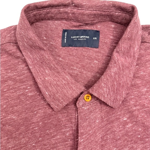Lucky Brand‎ Short Sleeve Button Up Shirt Men's XXL Heathered Red Casual - Picture 3 of 8